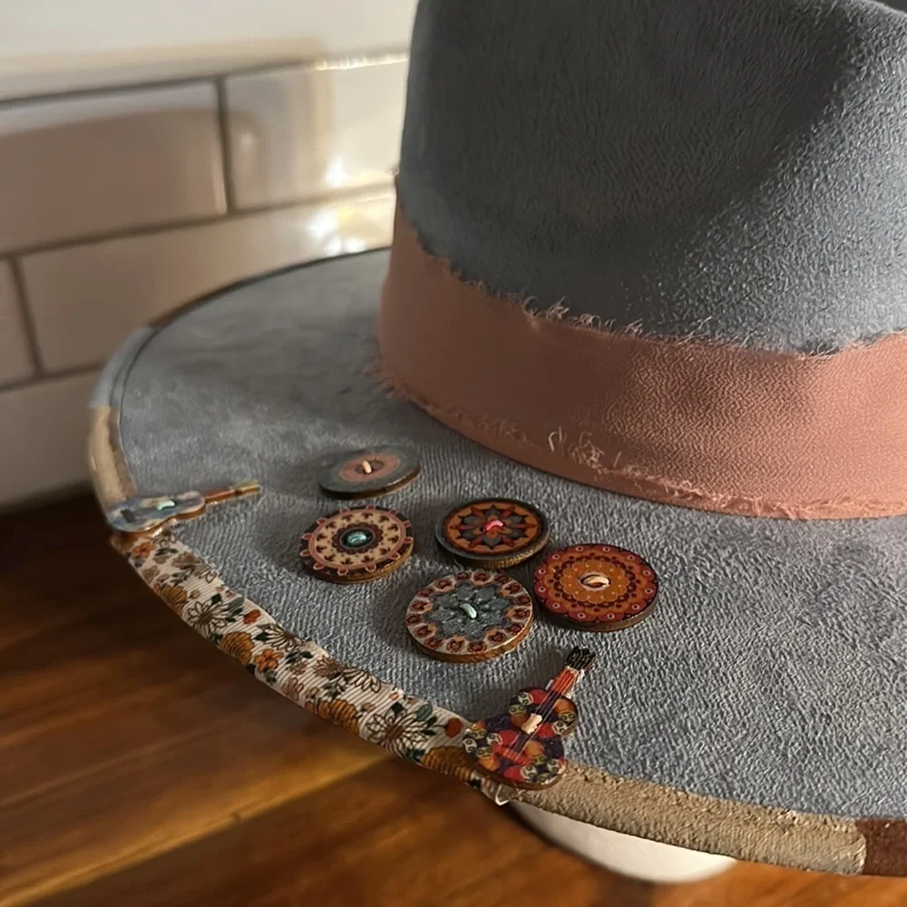 Western cowboy fedora wide brim hat. Handmade